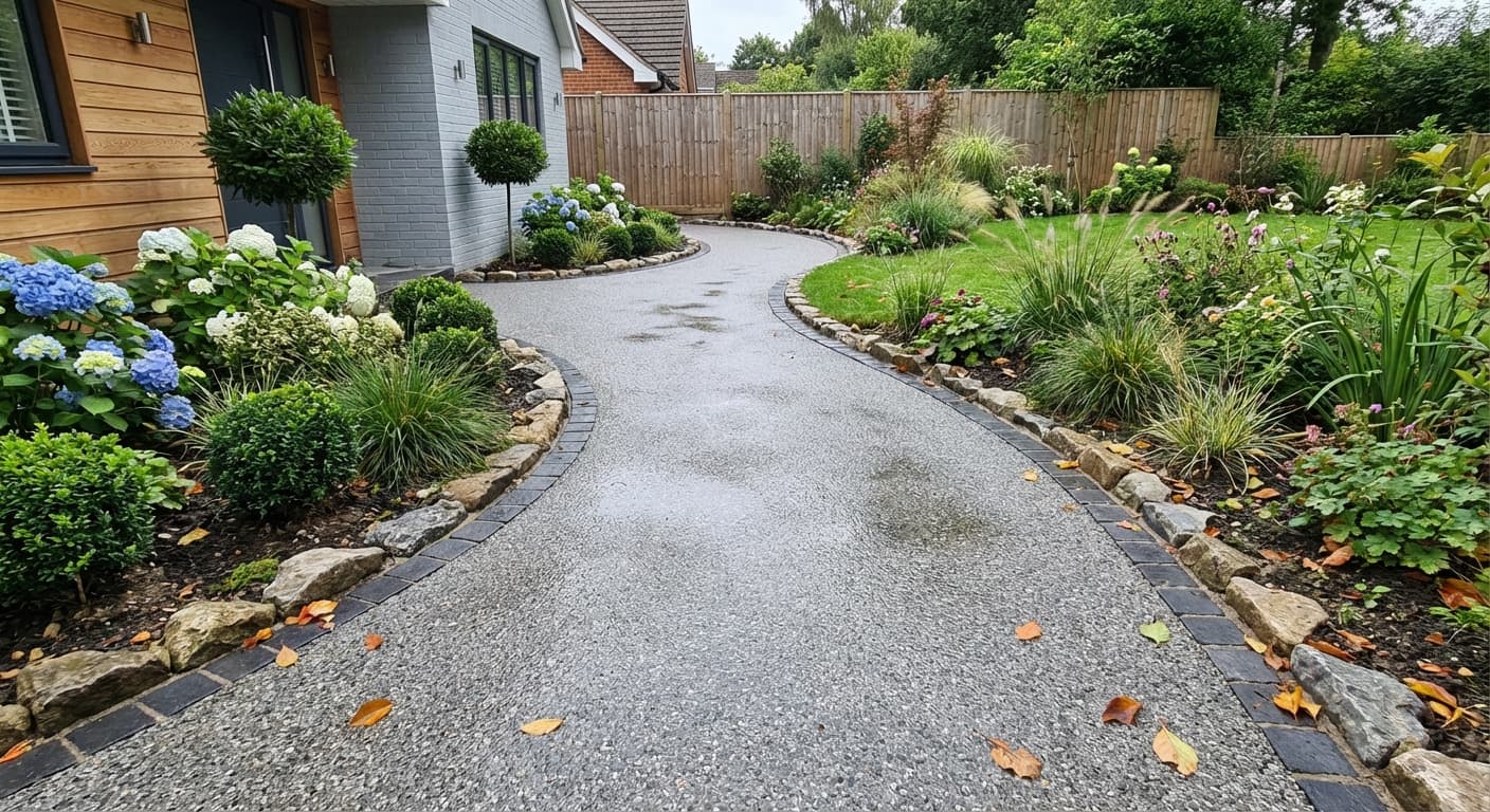 Curved garden pathway