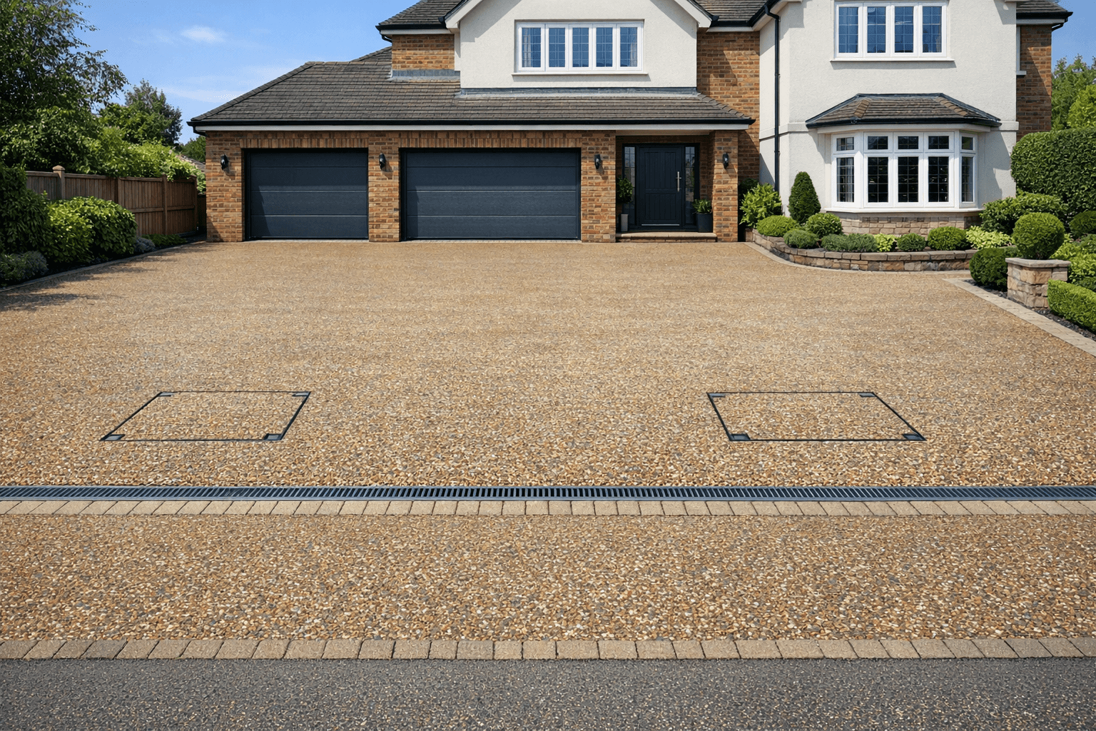 Modern charcoal resin driveway
